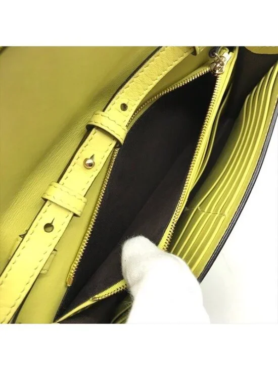 Gucci Interlocking 2-Way Shoulder Bag Wallet Lime Yellow Leather - Picture 9 of 10